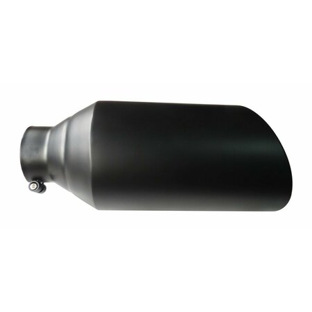 SPEEDFX EXHAUST TIPS 4 Inch Inlet 8 Inch Outlet Black Stainless Steel Round Angled Cut Rolled Edge 18 414B